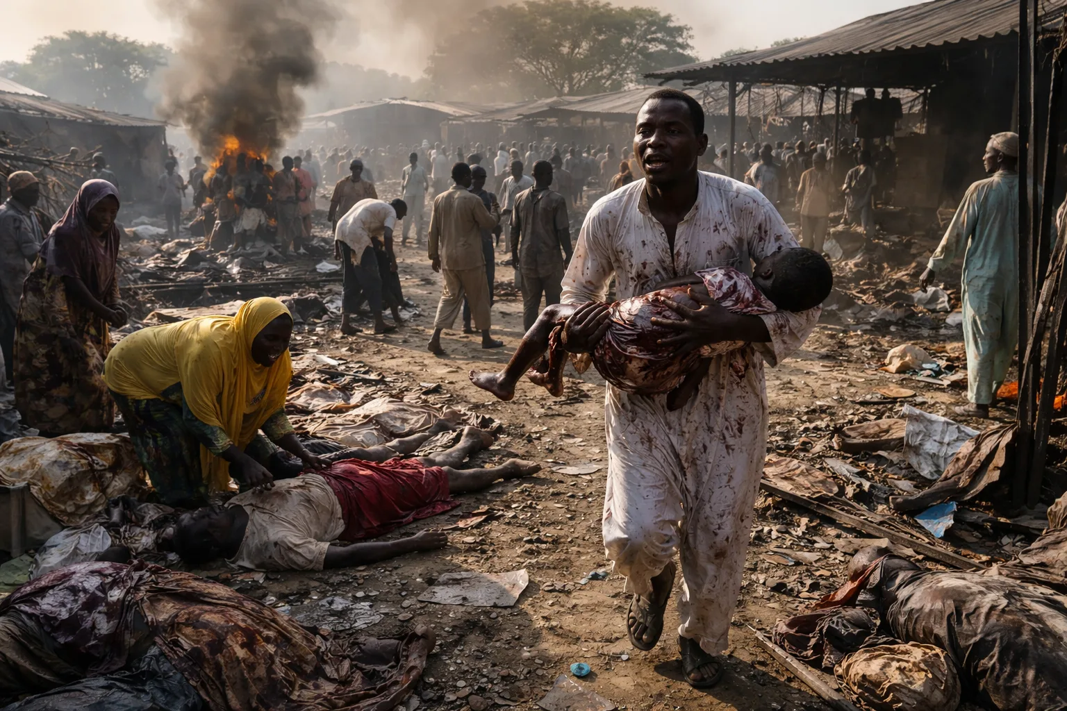 A file photo of members of Nigeria's armed forces standing in uniform.
