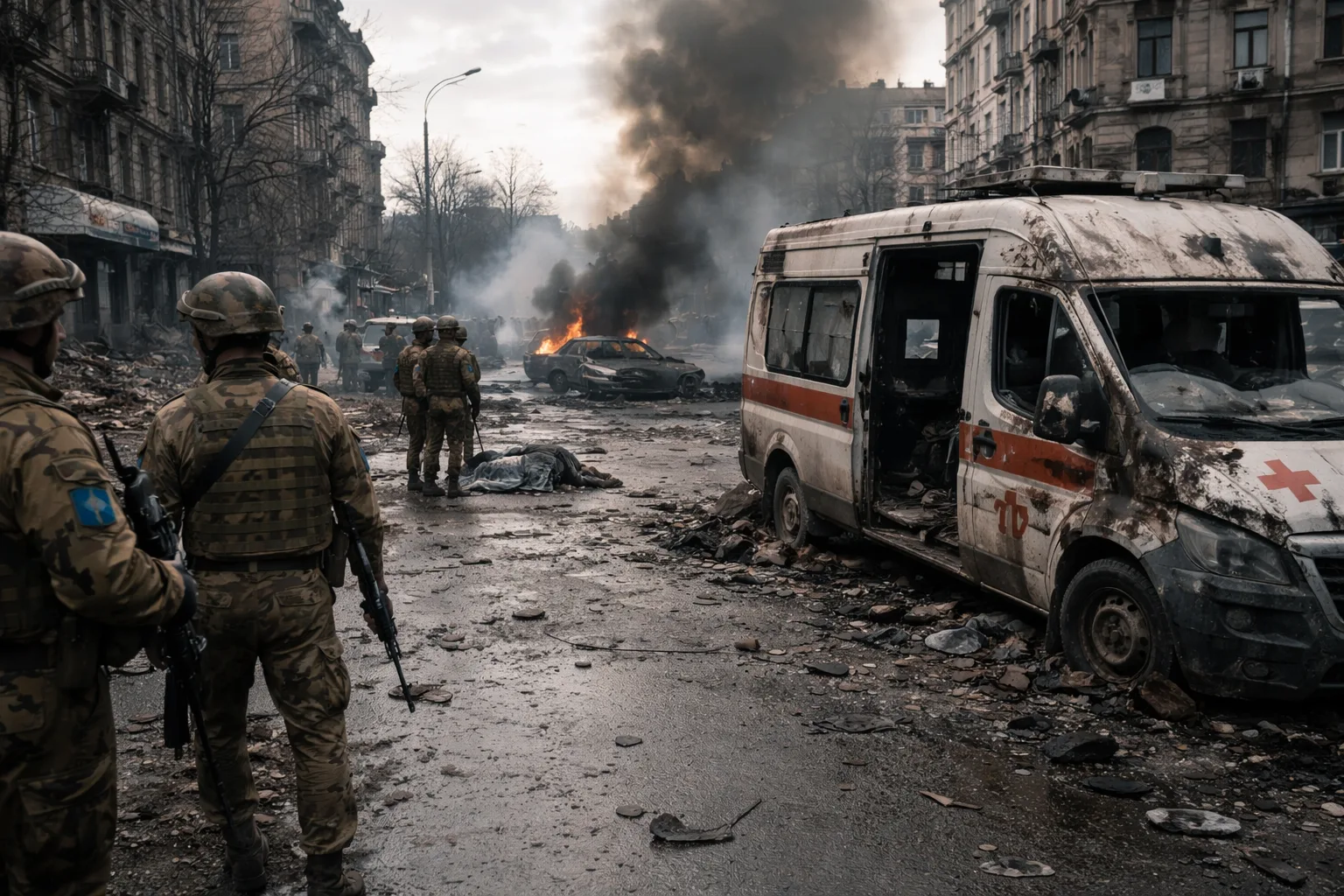 Aerial drone footage showing bodies in a clearing in the Kharkiv region, alleged by Ukraine to be executed soldiers.